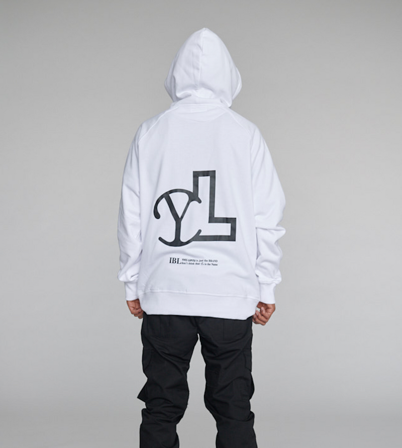 WHITE YL LOGO CLUB HOODIE