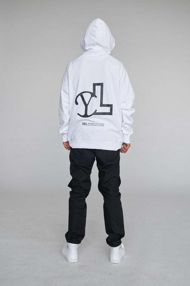 WHITE YL LOGO CLUB HOODIE