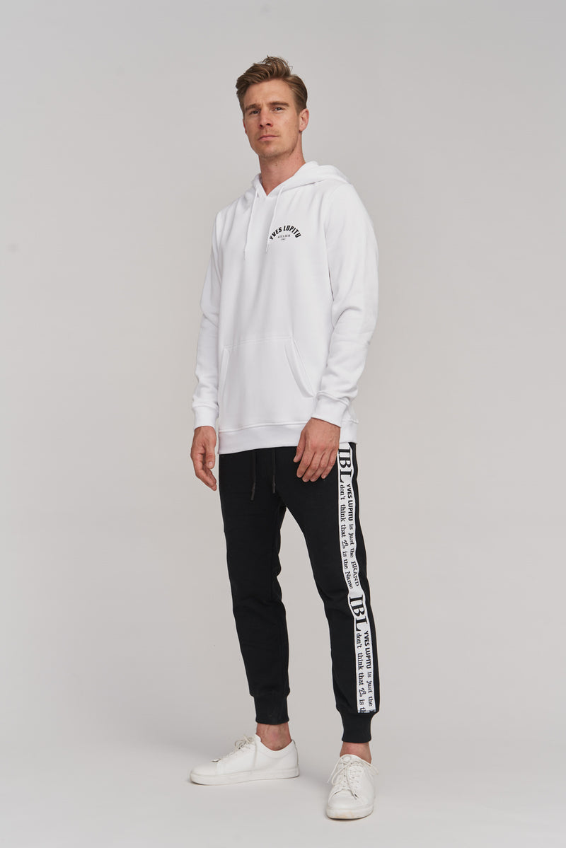 WHITE ATELIER LOGO HOODIE - YVES LUPITU