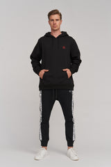 RED YL LOGO HOODIE BLACK - YVES LUPITU