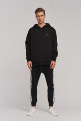 RED YL LOGO HOODIE BLACK - YVES LUPITU