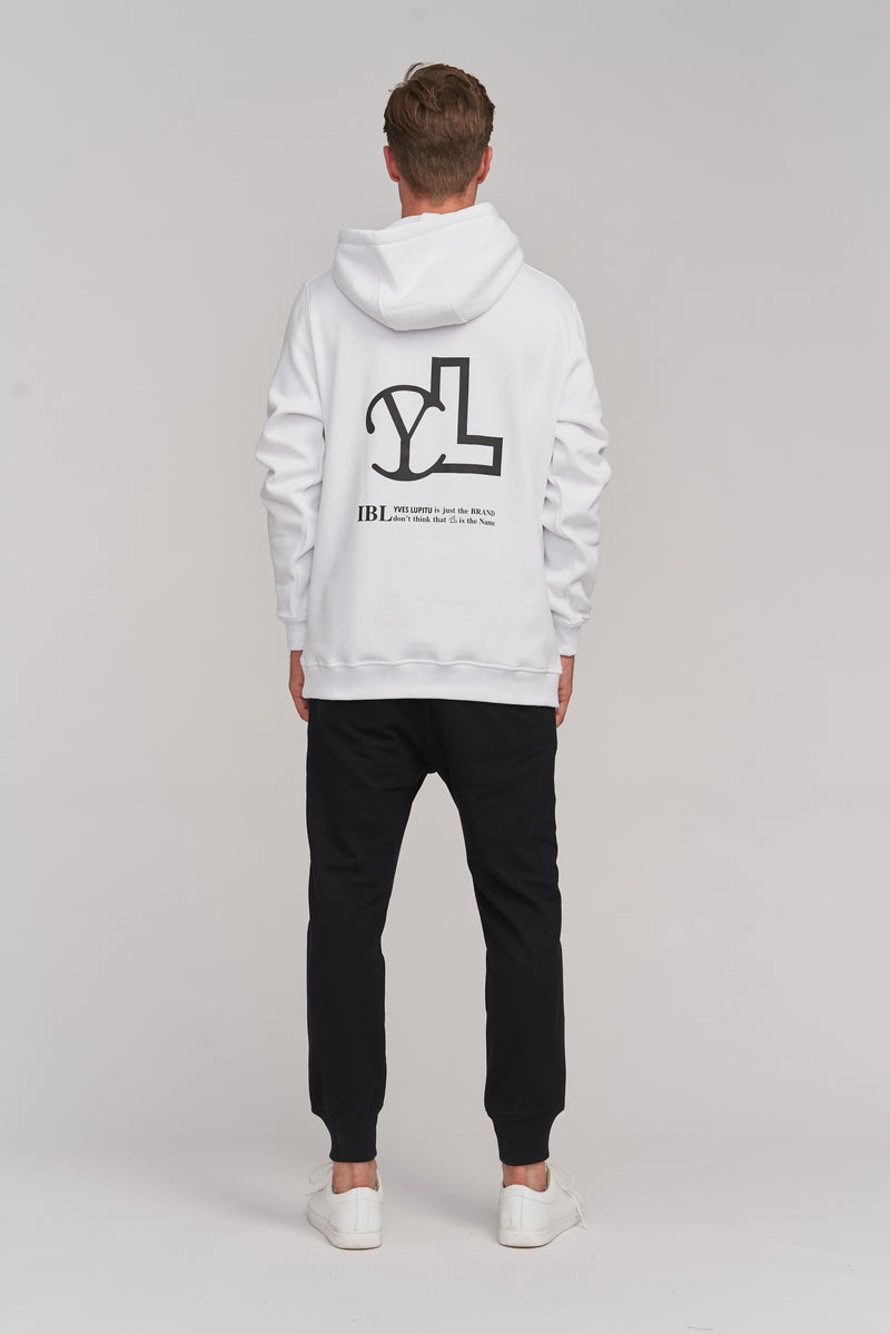 WHITE HOODIE YL SMALL - YVES LUPITU