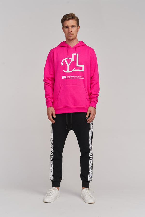 PINK YL LOGO HOODIE - YVES LUPITU