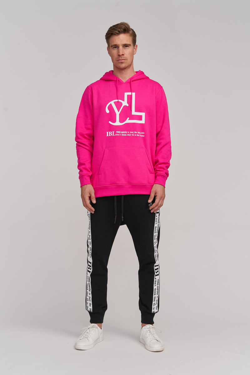 PINK YL LOGO HOODIE - YVES LUPITU