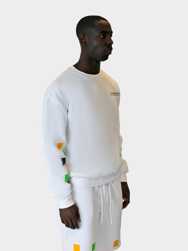 WHITE LUPITU PUZZLE SWEATER