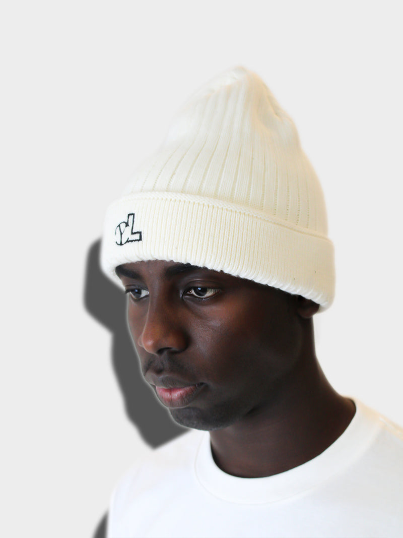 YL WHITE BEANIE