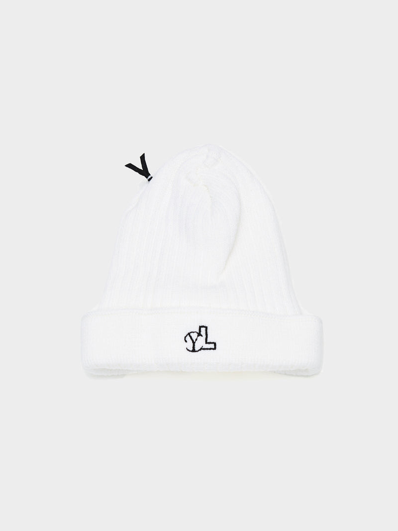 YL WHITE BEANIE